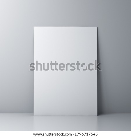 Blank white board or white sheet of paper template isolated against the wall with shadow and reflection 3D rendering 商業照片 © 