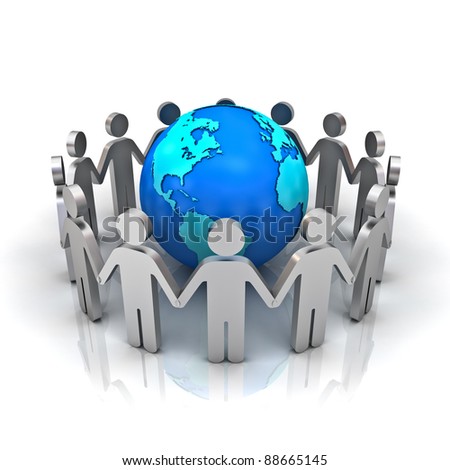 Group Of People Forming Circle Around Earth Globe Stock Photo 88665145 ...