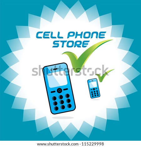 Vector Glossy Mobile Phone Store, Nokia, Samsung, Ericsson - style gadget, Accept Icons, Button, Sign, Symbol, Logo