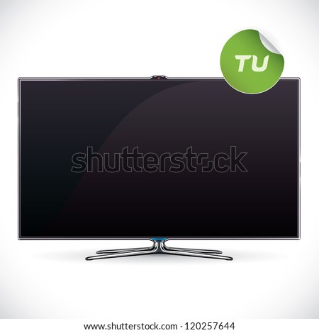 Black Glossy LCD TV - Samsung, LG, SONY, Panasonic, Sharp style Illustration, Sign, Button, Logo With Sticker
