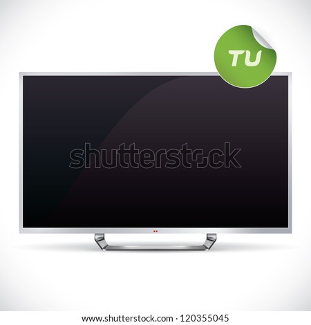 Black Glossy LCD TV - Samsung, LG, SONY, Panasonic, Sharp style Illustration, Sign, Button, Logo With Sticker