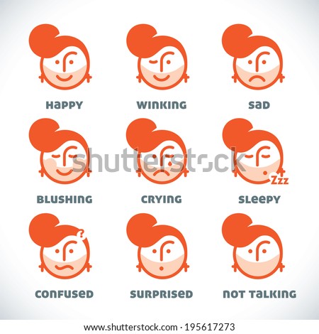 Vector Smiles Icons, Illustration, Sign, Symbol, Button, Badge, Logo for Family, Baby, Children, Teenager, People 