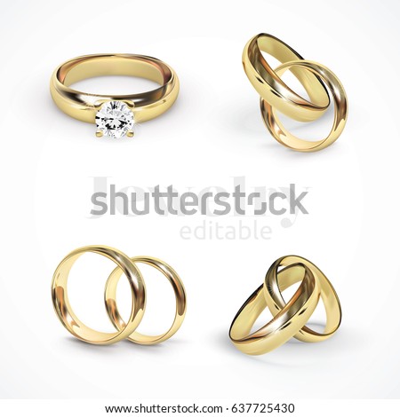 4 Vector Gold Wedding Rings