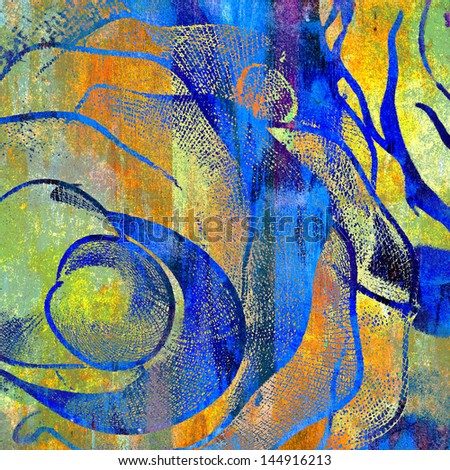 Abstract and colorful rose design, painting style