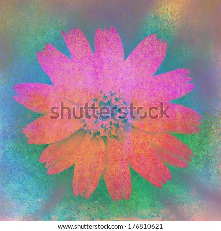 Design of tropical flowers on canvas texture