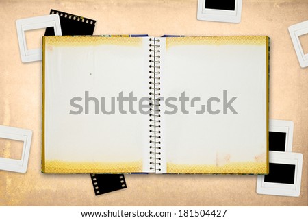 Photo album with film mounts background