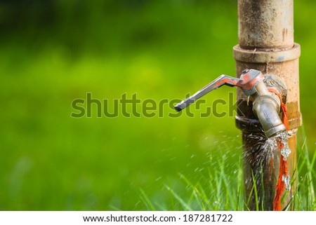 Leaking water from old faucet in the garden
