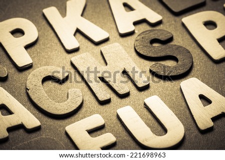 CMS (content management system) topic in cut wood letter