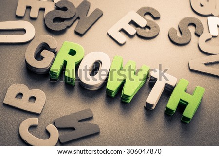 Stack wood letters of Growth word