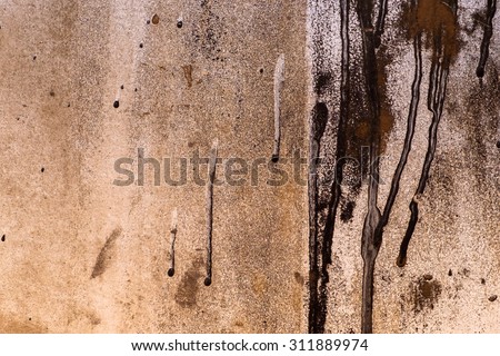 Dirty oil stain on metal tank of freight train, grunge background