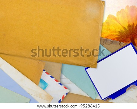 Old envelopes and notepad with space for contact information or others messages