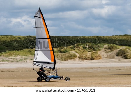 land sailing on the beach in summer