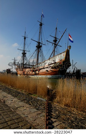 old ship in the harbor, The Netherlands