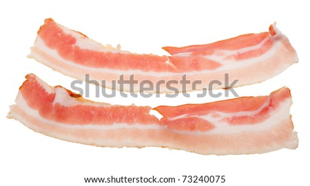 Pieces Of Raw Bacon Isolated On A White Background Stock Photo 73240075 ...