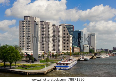 Rotterdam skyline and the meuse river the Netherlands, Europe