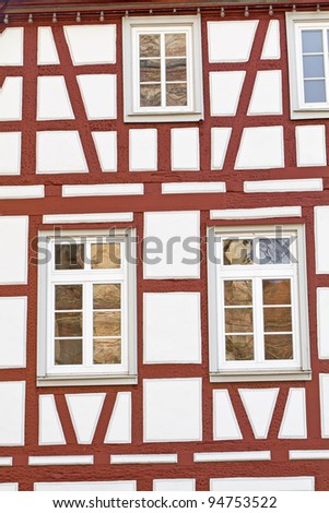 Facade of a half-timbered historic house, Germany