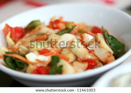 vegetable salad in small plate,close-up