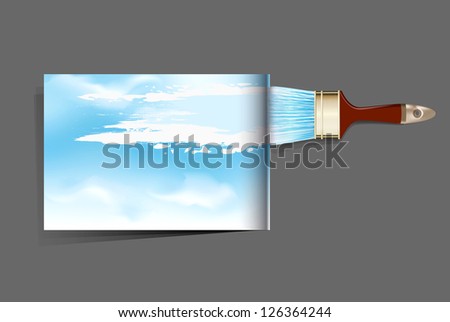 vector background / brochure with a brush which draws the sky