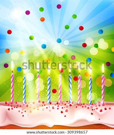 background for birthday with a cake and candles