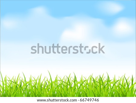 Vector Green Grass And Blue Sky - 66749746 : Shutterstock