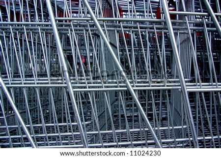 Abstract photograph featuring stacked shopping trolleys (Adelaide, Australia).