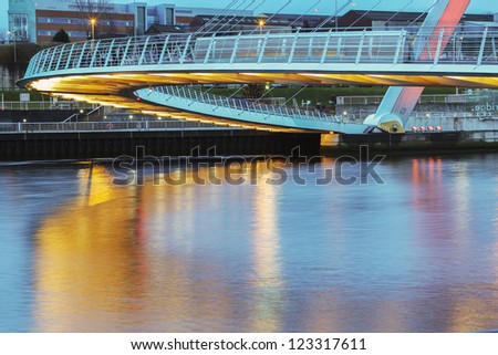 NEWCASTLE, UK - DECEMBER 29: Newcastle\'s Millennium bridge, designed by the architectural firm Wilkinson Eyre, on the River Tyne is to lose it\'s painful \