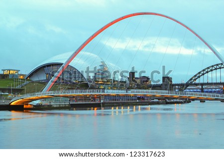 NEWCASTLE, UK - DECEMBER 29: Newcastle's Millennium bridge, designed by the architectural firm Wilkinson Eyre, on the River Tyne is to lose it's painful 