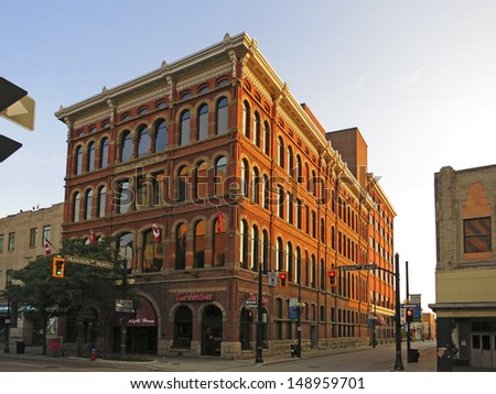 HAMILTON, ONTARIO - JULY 2013: Victorian office block, Hamilton, 21 July, 2013. Plans are being made by the City of Hamilton to revitalize its once glorious downtown, particularly parks and amenities