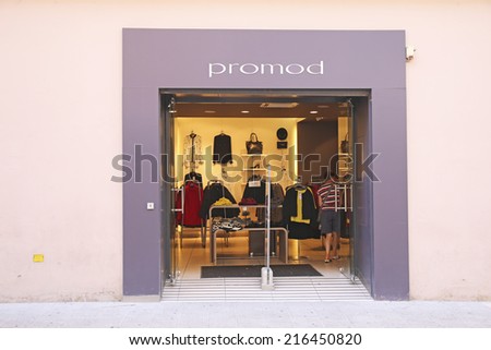 GAP, FRANCE - SEPTEMBER 10, 2014: Shop facade, Gap . Gap is a commune in south-eastern France, the capital and largest settlement of the Haute-Alpes department.