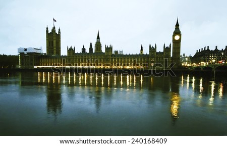 Digital painting of the Houses of Parliament, London UK