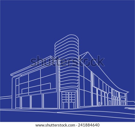 MANCHESTER, UK - JANUARY 2, 2015: Line illustration of retail shops on New Cathedral Street which is a  pedestrianized retail street running between Exchange Square and Exchange Street