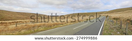 The road to Holme Moss Pass, Peak District, Derbyshire, England.