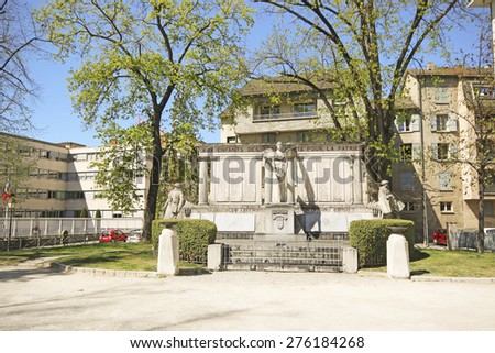 GAP, HAUTES-ALPES, FRANCE - APRIL 13, 2015: War memorial. Gap is a commune in south-eastern France, the capital and largest settlement of the Hautes-Alpes department.
