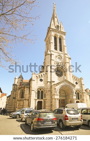 GAP, HAUTES-ALPES, FRANCE - APRIL 13, 2015: Church. Gap is a commune in south-eastern France, the capital and largest settlement of the Hautes-Alpes department.