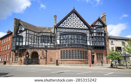 ALTRINCHAM, UK - JUNE 7 2015: Old Bank building. Altrincham is a market town in Trafford, Greater Manchester and an affluent commuter town with a a strong middle class presence