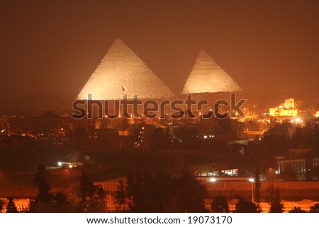 Egypt. Desert. At Pyramids by night
