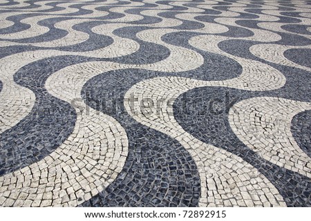 Portugal. Lisbon. Typical portuguese cobblestone hand-made pavement