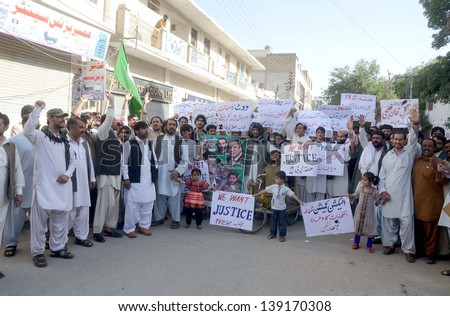 QUETTA, PAKISTAN - MAY 17: Muslim League-N are protesting against rigging in PB-02 constituency during general elections 2013, as they are condemning the result on May 17, 2013 in Quetta.