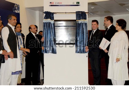 KARACHI, PAKISTAN - AUG 18: Sindh Chief Minister, inaugurating Maternity Ward, which is being constructed with the assistance of USAID during inaugurating ceremony on August 18, 2014 in Karachi.