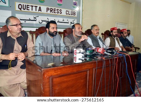 QUETTA, PAKISTAN - MAY 06: ANP leader, Asghar Khan Achakzai addresses to media persons during press conference changing in plan of Gwadar-Kashgar Trade Route construction on May 06, 2015 In Quetta.