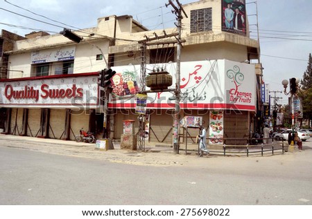 QUETTA, PAKISTAN - MAY 06: Shops seen closed during shutter down strike called by All Parties against changing in plan of Gwadar-Kashgar Trade Route construction, on May 06, 2015  in Quetta.