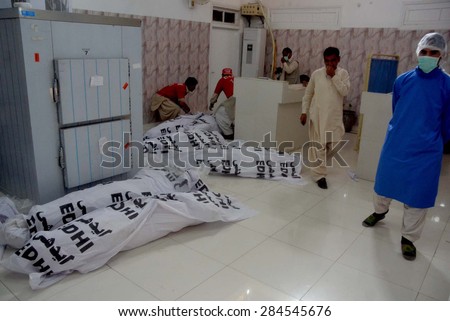 QUETTA, PAKISTAN - JUN 05: Dead bodies found in Kalat are being kept at Morgue of Civil Hospital on June 05, 2015 in Quetta. Nine unidentified dead bodies found in Kalat,