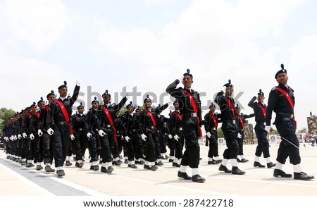 KARACHI, PAKISTAN - JUN 15: Police SSU commandos showing their professional skills \
during 25th Passing Out Parade of Counter Terrorism Force of SSU Commandos June 15, 2015 in Karachi.
