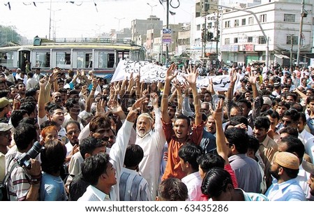 Karachi, Pakistan - Oct 20: People Shout Slogans Against Firing ...