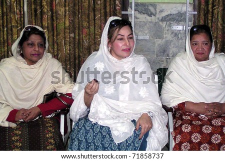 PESHAWAR, PAKISTAN - FEB 23: Muslim League-N leader, MPA Shazia Orangzaib gestures during press conference on February 23, 2011 in Peshawar.