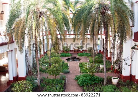 horizontal victorian hotel garden