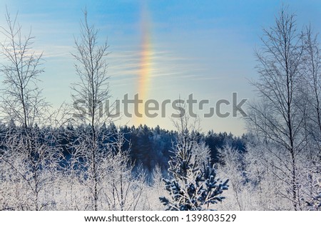 Unusual occurrence a winter rainbow halo