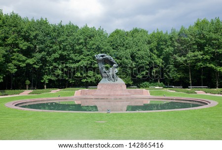The Chopin Statue in Lazienki Park aka Royal Baths park, Warsaw, Poland.