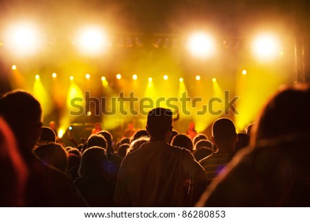 Crowds of people having fun on a music concert