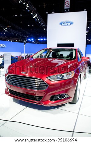 CHICAGO - FEB 12: The 2013 Ford Fusion on display at the 2012 Chicago Auto Show. February 12, 2012 in Chicago, Illinois.